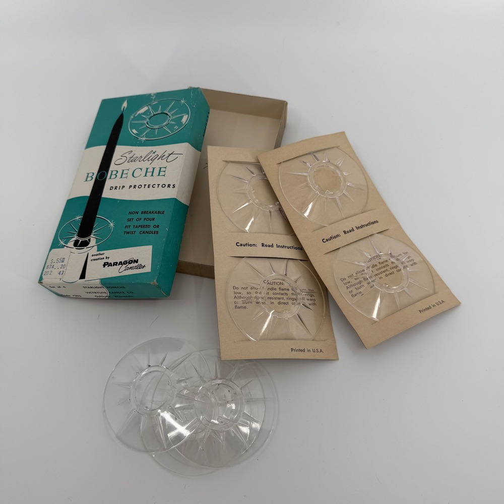 Paragon Starlight Bobeche Drip Protectors Set of 10 Clear Plastic Vintage MCM